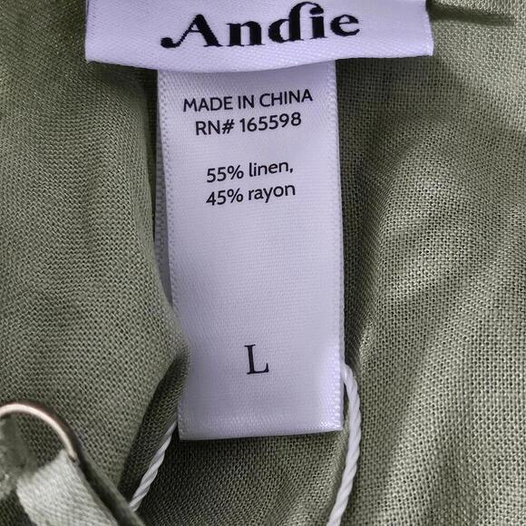 2/$50 Andie The Barreta Slip Dress Linen Ivy Size L | Minimal & Elegant Style - Picture 5 of 7